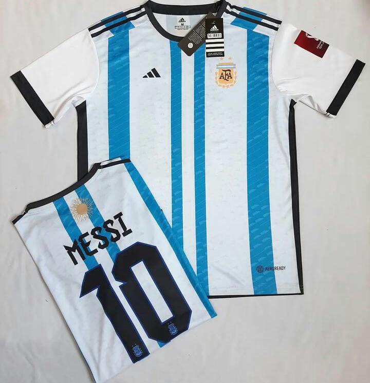 Adidas Argentina 2022 Qatar World Cup Football Home Kit 3 Star